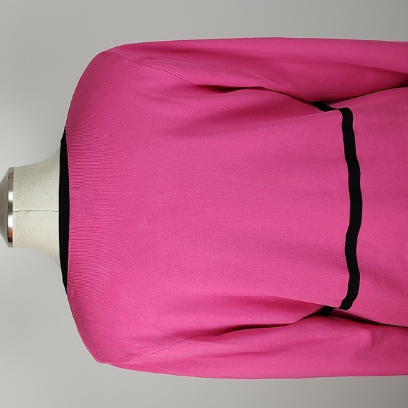 EUC Alfani Silk Blend Pink Black Trim Accent Bow Knit Sweater Blazer XL - Picture 5 of 11